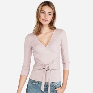 Express Ribbed Cross Front Top